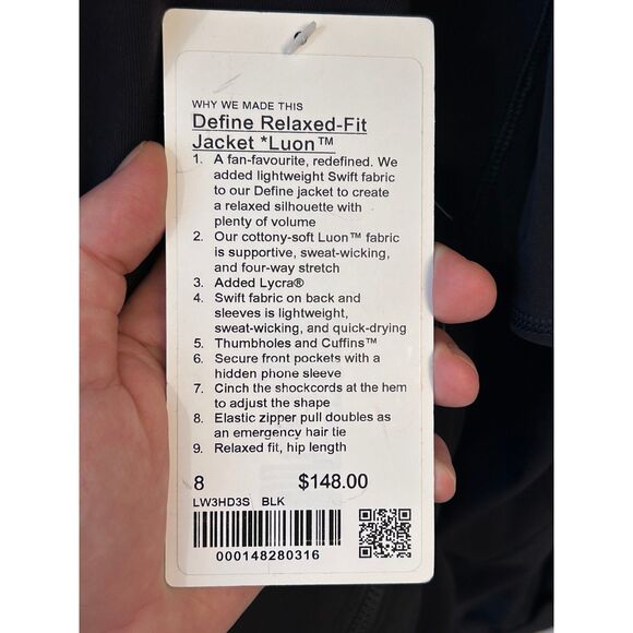 Lululemon Define Relaxed-Fit Jacket Luon black Size 8 NWT Authentic - Picture 5 of 5